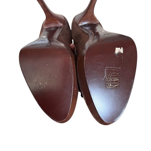 Ralph Lauren Collection Brown Suede Stiletto Heels Italy Kiltie Wood Sz 39 US 9 - Picture 8 of 10